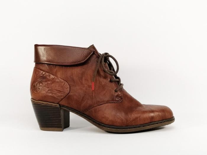 Bottine femme en simili cuir camel chic RIEKER Y2131 à talon