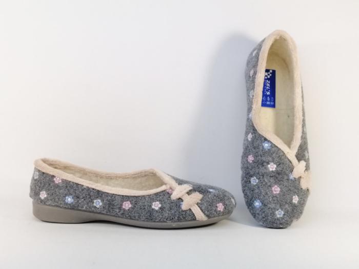 Chausson ballerine feutre gris ZEL'S 2481 femme Fabrication Espagne