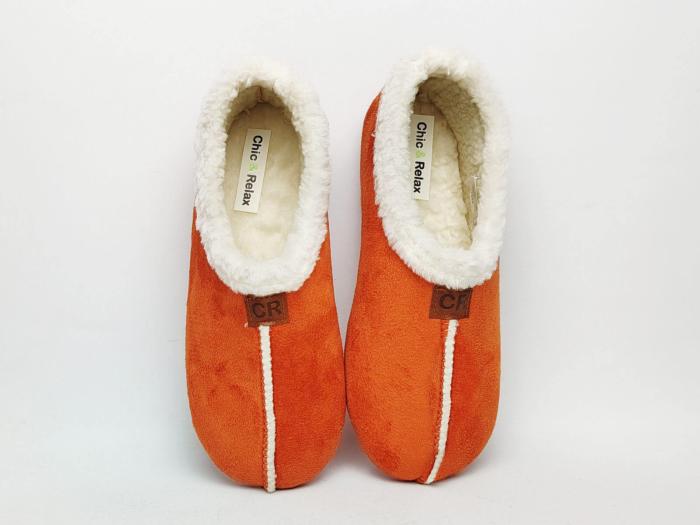 Chausson fourré femme confortable orange tendance CHIC & RELAX ettena