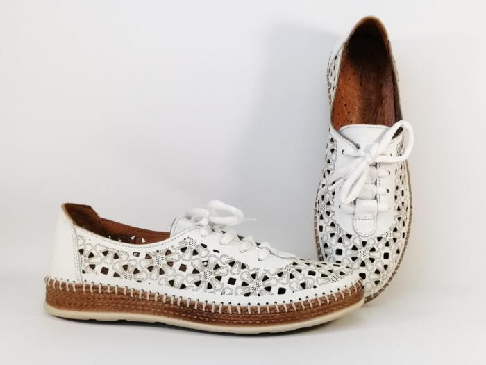 Chaussure femme cuir très souple ajouré originale et confortable MORAN'S genia blanche