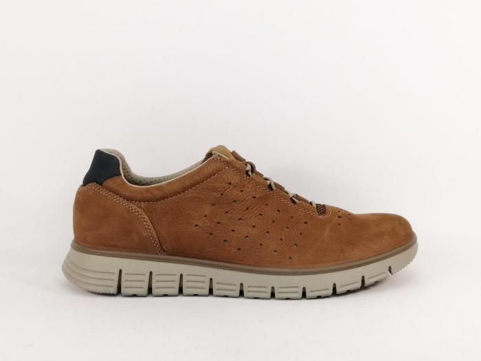 Chaussure homme sans lacets souple cuir camel confortable destockage IMAC ESSEM 751826