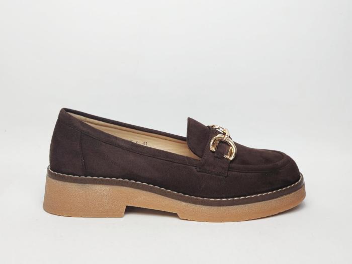 Mocassin femme daim marron grande pointure semelle cuir pas cher CINK ME DM55-3