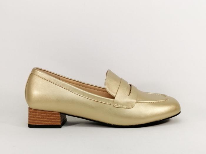 Mocassin grande taille femme or chic à pas cher destockage ANDRES MACHADO AM6009