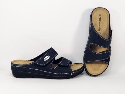 Mule confort femme en cuir marine TAMARIS 27510