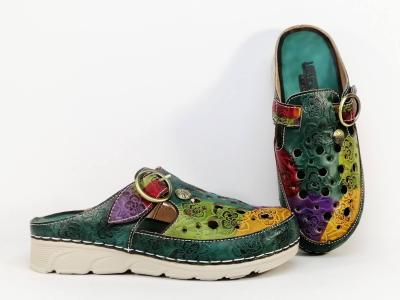 Sabot femme cuir confort et original coloré LAURA VITA dorry 08 fleurs
