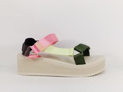 Sandale femme tendance destockage REFRESH 79393 multi-colore à velcro à pas cher vegan