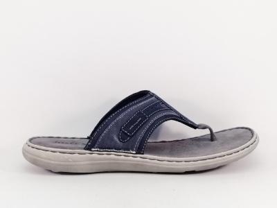 Tong grande pointure homme confortable destockage JOSEF SEIBEL vincent 12 bleu cuir