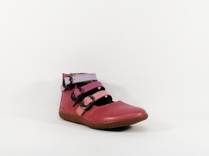 Babies KICKERS Vegbecky en destockage à pas cher cuir rose fille