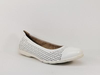 Ballerine confort en cuir blanc CAPRICE 22151 largeur G pour femme