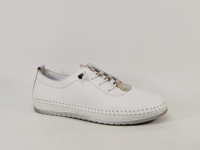 Basket sans lacet femme cuir blanc souple chic et confortable MORAN'S kasli légère