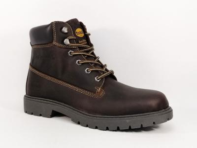 Boots de travail montante homme en cuir marron destockage DOCKERS 45PA040