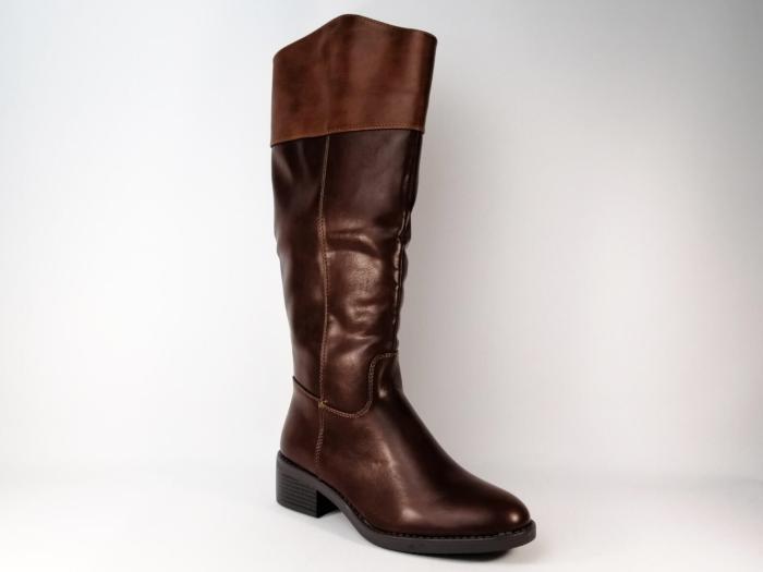 Botte femme simili cuir marron chic à pas cher CM PARIS 688 214