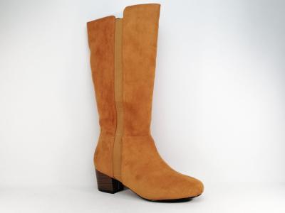 Botte grande taille femme mollet large à talon destockage ANDRES MACHADO AM4181 camel