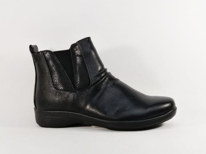 Bottines noires femme très souples et légères semelle cuir confort à pas cher SWEET'R dobby