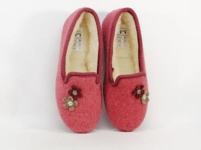Chaussons chauds femme fourrés pure laine SOCA 0340 fresa rose souple