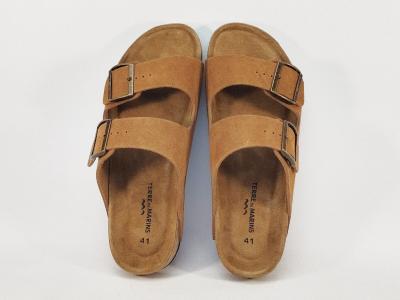 Claquette homme cuir cognac confortable tendance à pas cher TERRE DE MARINS bartino