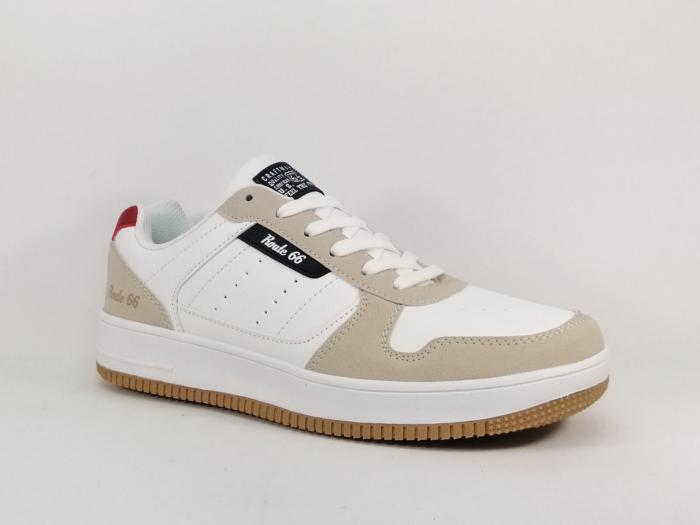 Sneakers mixte tendance blanc beige ROUTE 66 poncas à pas cher