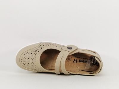 Babies beige femme confortable velcro et semelle en cuir SWEET'R myrthio ajourée