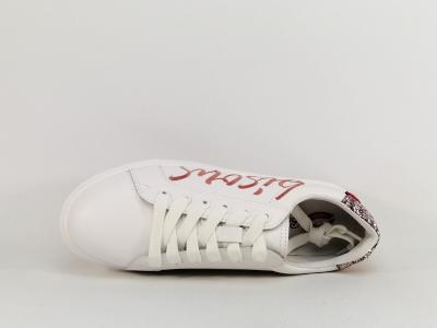 Basket femme chic cuir blanc BISOUS destockage BONS BAISERS de PANAME à pas cher