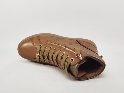 Basket montante femme cuir souple camel destockage CARMELA 161805 à pas cher confortable