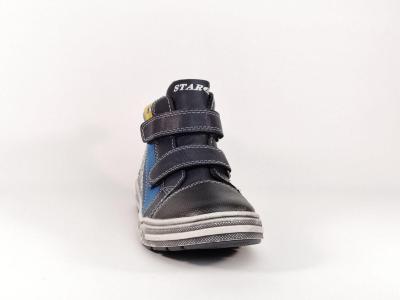 Basket montante à scratch simili cuir bleu STAR pour garçons