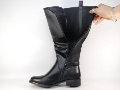 Botte noire femme grande pointure mollets larges double élastique CINK ME dm-y33 confort