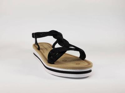 Sandale femme tendance et pas cher noir semelle épaisse LAURA MODE WL#055