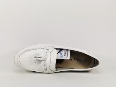 Mocassins femme grand confort cuir souple blanc largeur G CAPRICE 24250