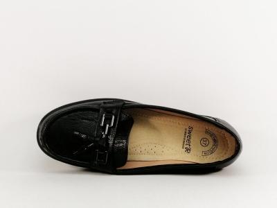 Mocassin femme confortable noir compensé semelle cuir à pas cher SWEET'R dexter