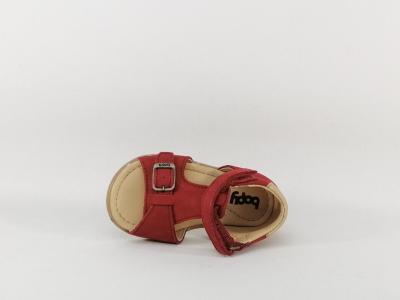 Nu pied bebe garçon cuir rouge destockage BOPY rafin avec scratch