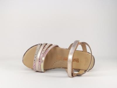 Sandale fille tout cuir rose peche en destockage LILYBELLULE Fionolo