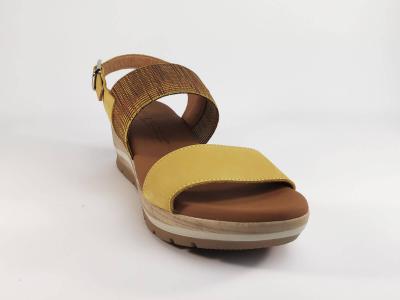 Nu-pied compensé tout cuir jaune moutarde PAULA URBAN 1-151 femme