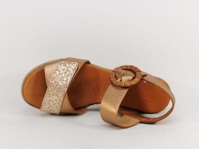 Sandale compensée femme chic et confortable cuir cuivre souple JORDANA 4529