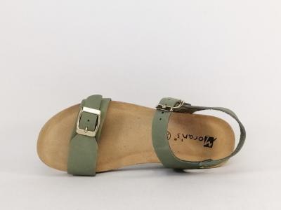 Sandale compensée femme semelle confortable cuir vert destockage MORAN'S Jouty à pas cher