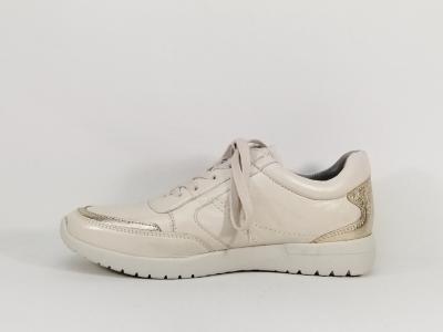 Basket confortable femme pied large cuir souple beige CAPRICE 23765 