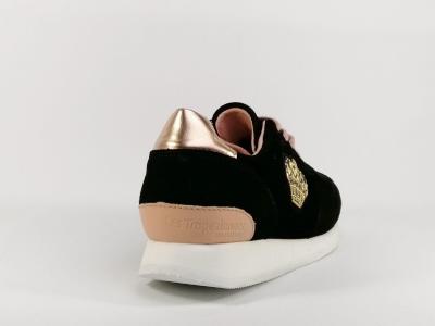 Basket cuir noir destockage TROPEZIENNES college pour femme
