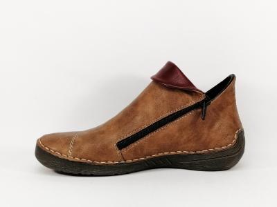 Bottillon camel femme grand confort RIEKER 72581 avec zip