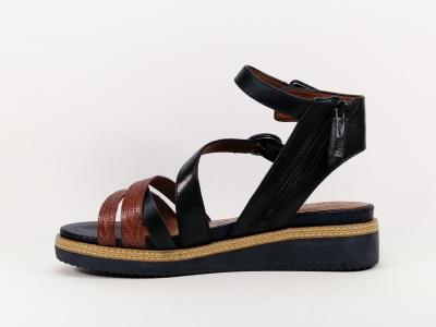 Sandale compensée tendance en cuir marine TAMARIS 28208 pour femme