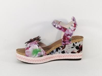 Sandale femme compensée originale chic confortable cuir fleurs LAURA VITA facyo 75