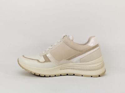 Sneakers destockage TAMARIS 23709 cuir beige blanc chic et confortable