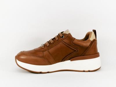 Sneakers femme cuir camel tendance confortable destockage CARMELA 160208 zip lacets
