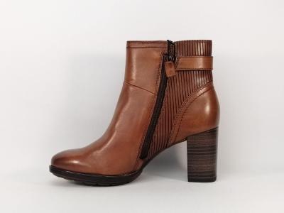 TAMARIS bottine à talon haut cuir camel chic femme 25331