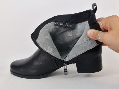 Bottines femme pieds larges cuir noir souple confortable CAPRICE 25358 à talon largeur H