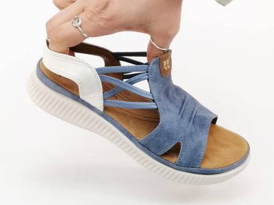 Sandale femme à élastiques confortable bleu jean semelle mémoire de forme ROMIKA 74R009200800