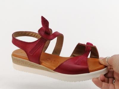 Sandale rouge femme cuir souple confortable JORDANA 681 à scratch