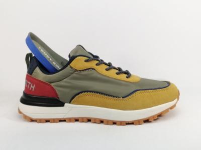 Sneakers homme tendance destockage TEDDY SMITH 78896 confortable kaki jaune rouge