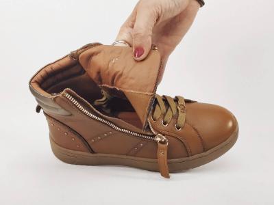 Basket montante femme cuir souple camel destockage CARMELA 161805 à pas cher confortable