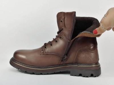 Boots homme cuir marron montante à lacets zip destockage DOCKERS 51GL001