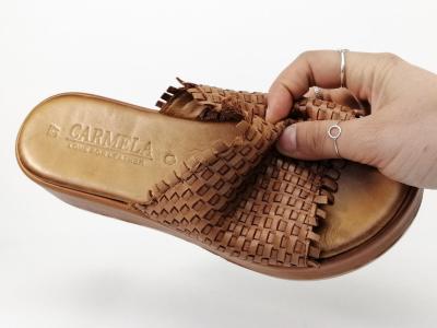 Mule plateforme cuir souple camel femme destockage CARMELA 67299
