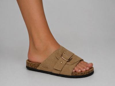 Mule femme chic cuir camel confortable et tendance TERRE DE MARINS mahity